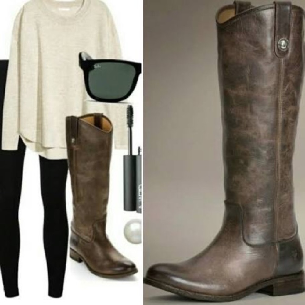 Frye Mellisa button boots slate brown color EUC 7.5